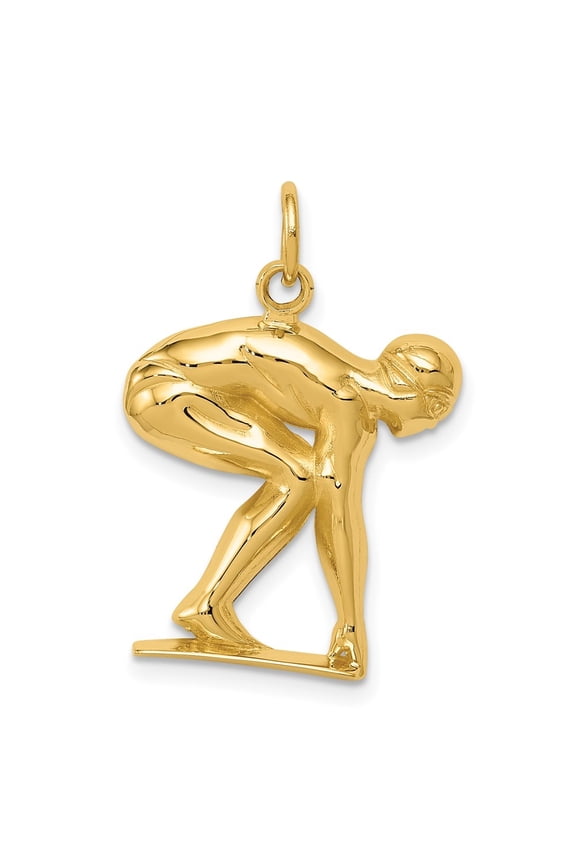 Fine Jewelry 10K Yellow Gold Swimmer/diver Charm for Women (L-26 mm, W-18 mm)
