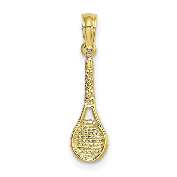 Auriga Fine Jewelry 10K Yellow Gold Tennis Racquet Pendant for Women (L-21 mm,W-5.7 mm)
