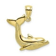 thumbnail image 1 of Auriga Fine Jewelry 10K Yellow Gold Textured Dolphin Jumping Charm for Women (L-25.6 mm,W-24 mm), 1 of 6