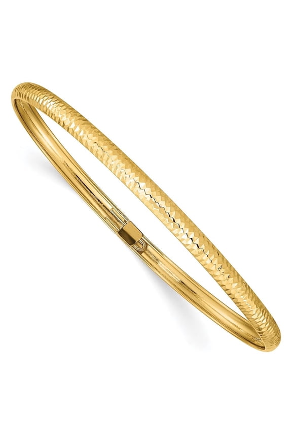 Fine Jewelry 10K Yellow Gold Textured Flexible Bangle Size 7.5 for Women