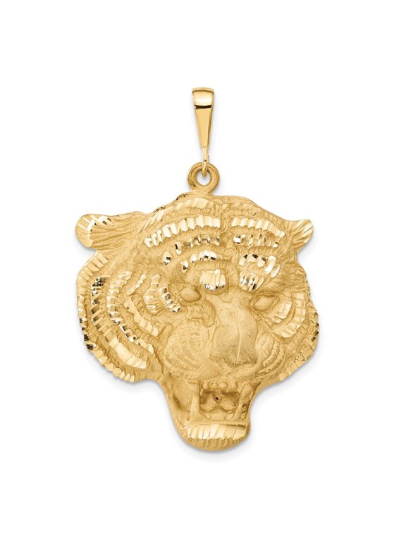 Fine Jewelry 10K Yellow Gold Tigers Head Pendant for Women