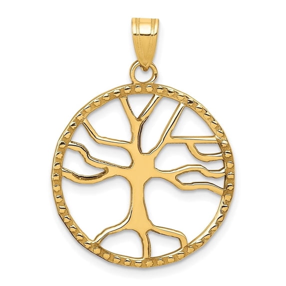 Auriga Fine Jewelry 10K Yellow Gold Tree of Life in Round Frame Pendant for Women (L -29 mm, W-20 mm)