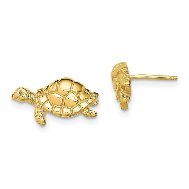 Auriga Fine Jewelry 10K Yellow Gold Turtle Stud Earrings for Women (L ...