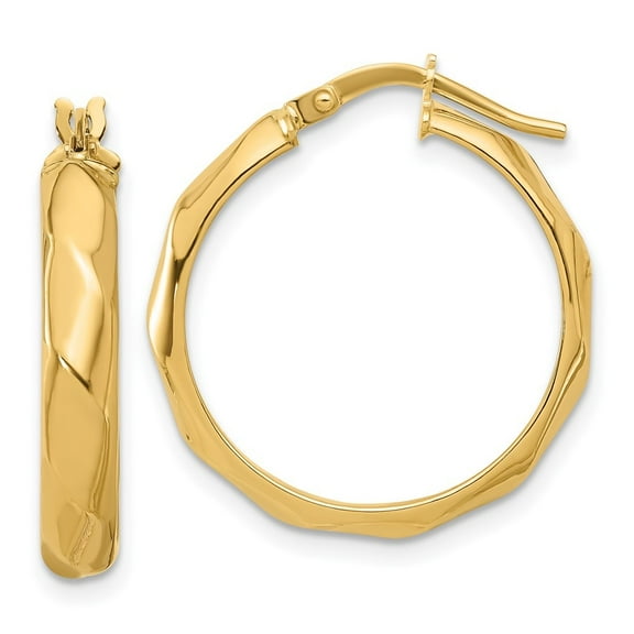Auriga Fine Jewelry 10K Yellow Gold Twisted Round Hoop Earrings for Women (L-25.2mm ; W-23.19mm)