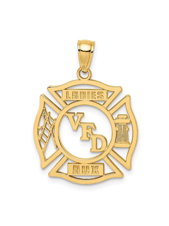 Fine Jewelry 10K Yellow Gold VFD Ladies AUX Shield Charm for Women (L-20.8 mm, W-20.8 mm)