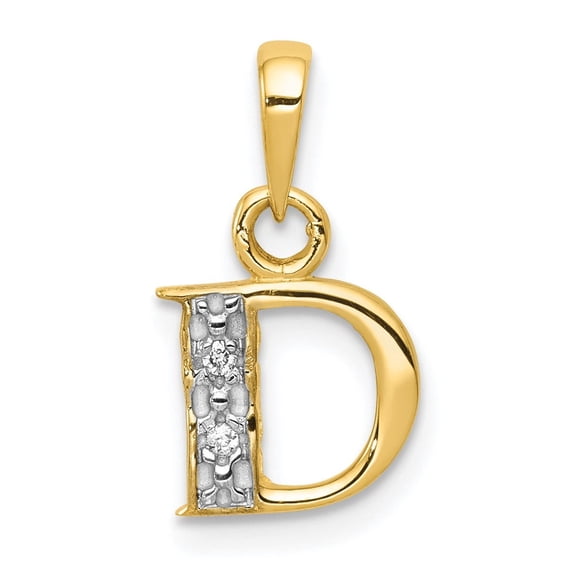 Auriga Fine Jewelry 10K Yellow Gold and Rhodium Diamond Initial D Pendant for Women (L - 0.6 inch, W - 8 inch)