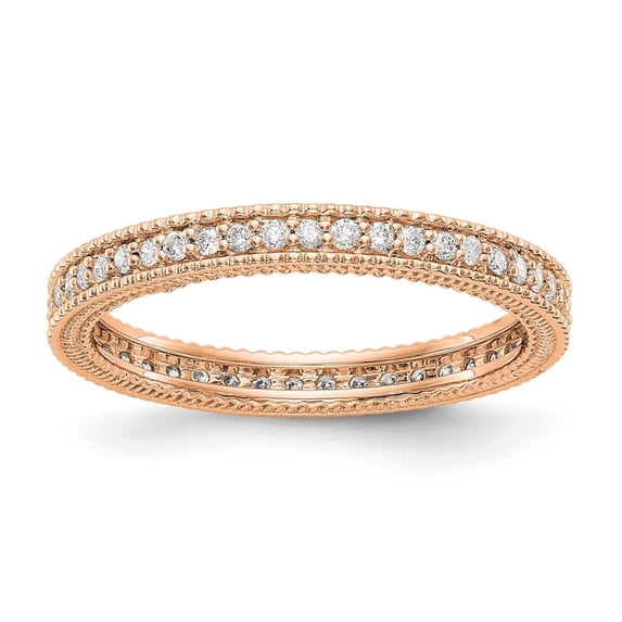 Auriga Fine Jewelry 14K Rose Gold 1/3CT Milgrain Edge Diamond Eternity Band for Women Size 4
