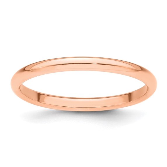 Auriga Fine Jewelry 14K Rose Gold 2mm Half Round Wedding Band for Women Size 11.5