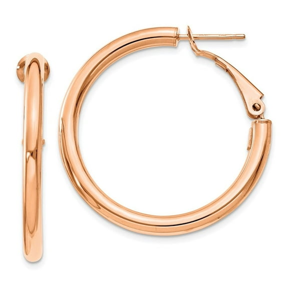 Auriga Fine Jewelry 14K Rose Gold 3x25mm Hoop Earrings for Women
