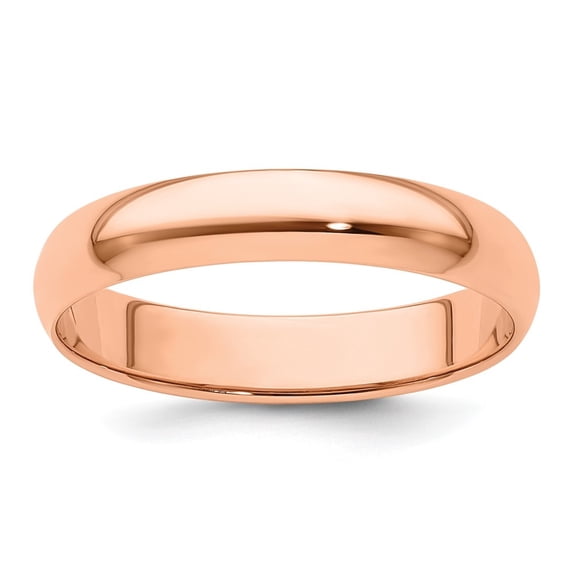 Auriga Fine Jewelry 14K Rose Gold 4mm Lightweight Half Round Wedding Band for Women Size 6.5