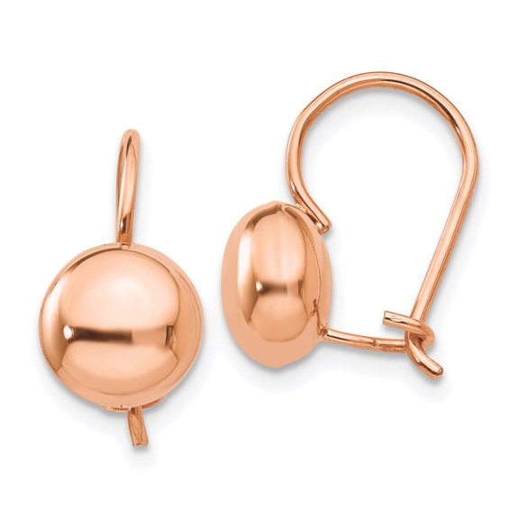 Auriga Fine Jewelry 14K Rose Gold 8mm Button Kidney Wire Dangle Earrings for Women