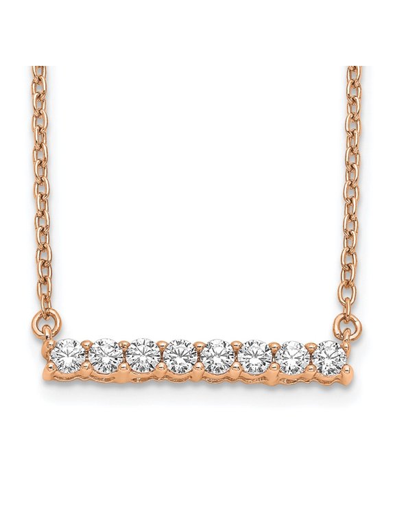 Fine Jewelry 14K Rose Gold Lab Grown Diamond Bar Necklace for Women 18"