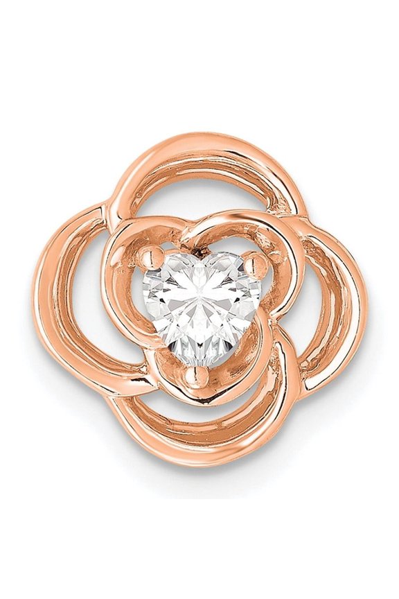 Fine Jewelry 14K Rose Gold Lab Grown Diamond Flower Chain Slide for Women (Clarity: VS, Color: G-H)