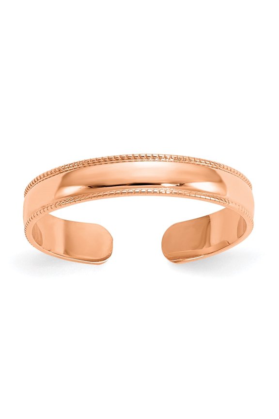Fine Jewelry 14K Rose Gold Milgrain Adjustable Toe Ring for Women