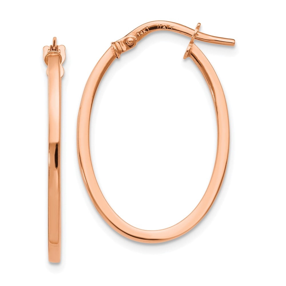 Auriga Fine Jewelry 14K Rose Gold Oval Hoop Earrings for Women (L-27mm, W-18mm)