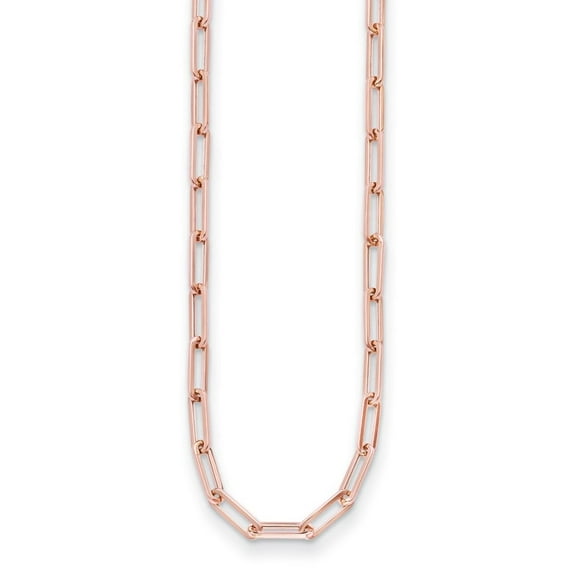 Auriga Fine Jewelry 14K Rose Gold Polished 4 mm Flat Paperclip Link Necklace for Women 16"