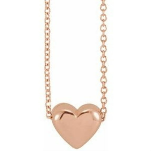 Auriga Fine Jewelry 14K Rose Gold Puffy Heart 16-18"Necklace for Women