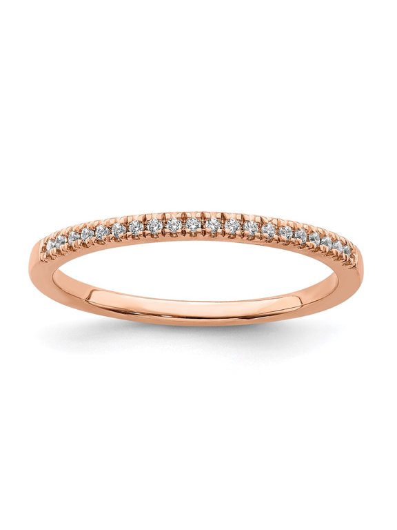 Fine Jewelry 14K Rose Gold Pure Serenity Lab Grown Diamond Wedding Band for Women Size 7 (Carat: 0.07cttw, Clarity: SI2, Color: GH)