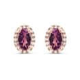 thumbnail image 1 of Auriga Fine Jewelry 14K Rose Gold Rhodolite Purple Garnet and diamond 0.1ct Earrings for Women, 1 of 5