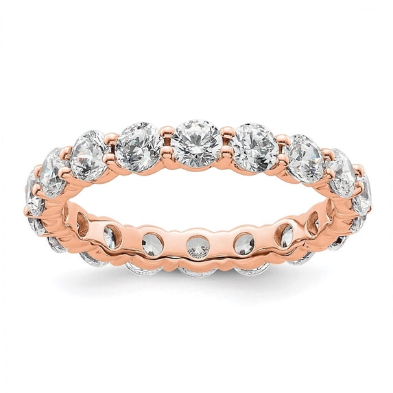 Auriga Fine Jewelry 14K Rose Gold Size 5.5 Shared Prong 2 carat Diamond Complete Eternity Band for Women