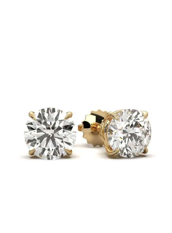 Auriga Fine Jewelry 14K Solid Yellow Gold 0.40ct Lab Grown Diamond Solitaire Stud Earrings for Women (Color: D-E, Clarity: VS)