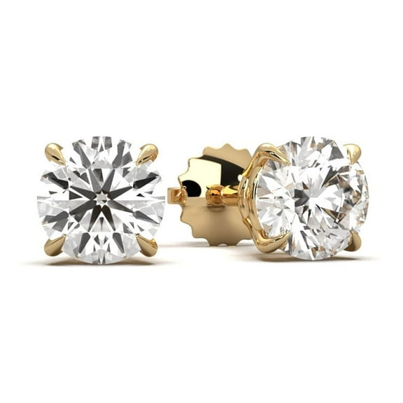 Auriga Fine Jewelry 14K Solid Yellow Gold 0.50ct Lab Grown Diamond Solitaire Stud Earrings for Women (Color: D-E, Clarity: VS)