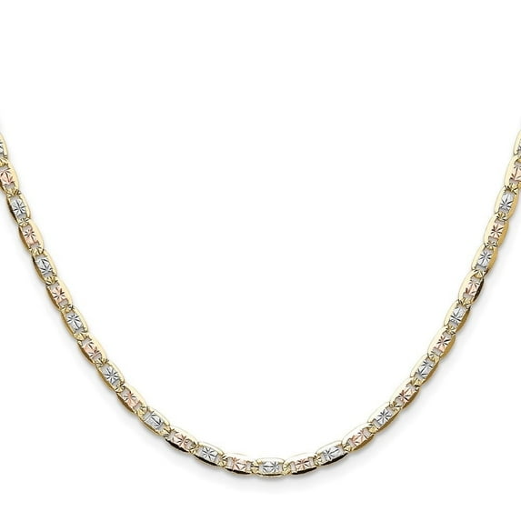Auriga Fine Jewelry 14K Tri-Color Gold 3.2 mm Valentino Chain Necklace for Women 18"