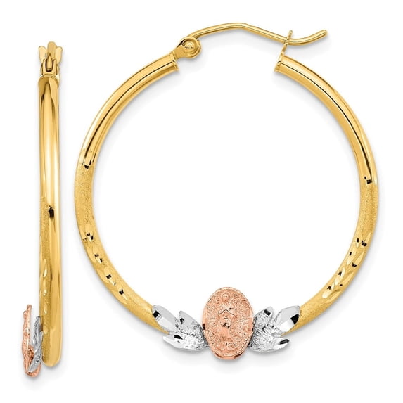 Auriga Fine Jewelry 14K Tri-Color Gold Guadalupe Hoop Earrings for Women
