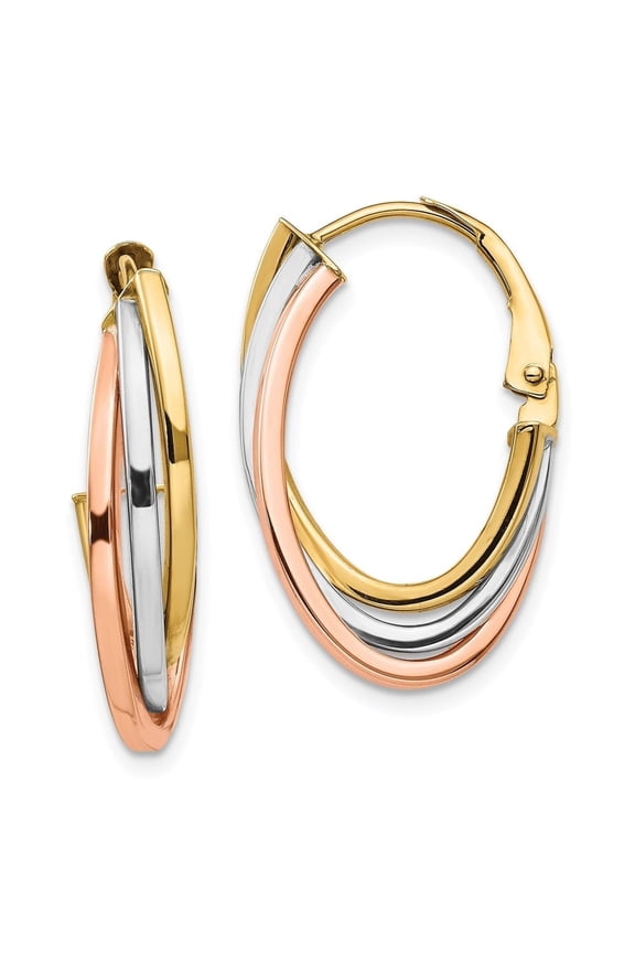 Fine Jewelry 14K Tri-Color Gold Hoop Earrings for Women