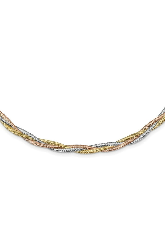Fine Jewelry 14K Tri-Color Gold Textured Stretch Necklace for Women 17.75"