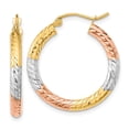 thumbnail image 1 of Auriga Fine Jewelry 14K Tri-color Gold Hoop Earrings for Women (L- 27.2mm, W- 25.7mm), 1 of 5