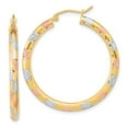 thumbnail image 1 of Auriga Fine Jewelry 14K Tri-color Gold Satin Hoop Earrings for Women(L-36.64mm, W-34.94mm), 1 of 5