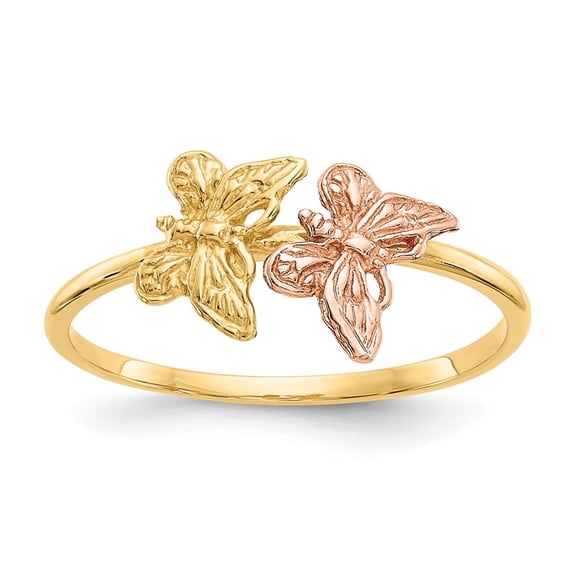 Auriga Fine Jewelry 14K Two Tone Gold Butterfly Ring for Women Size 7