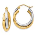 thumbnail image 1 of Auriga Fine Jewelry 14K Two-Tone Gold Double Hoop Earrings for Women(L- 14mm, W- 7mm), 1 of 5