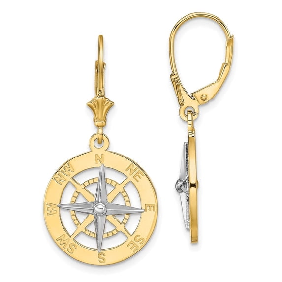 Auriga Fine Jewelry 14K Two-Tone Gold Nautical Compass Dangle Earrings for Women