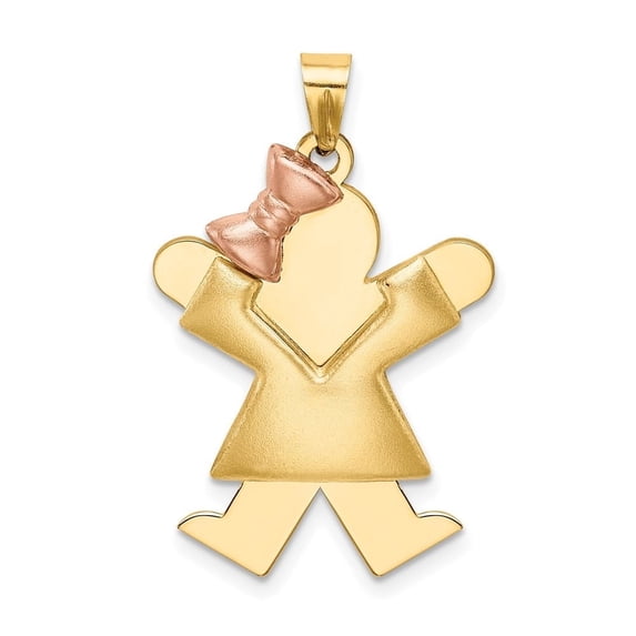 Auriga Fine Jewelry 14K Two-Tone Gold Puffed Charm Pendant for Women (L-30mm, W-20mm)