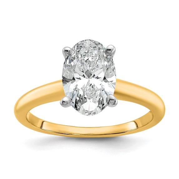 Auriga Fine Jewelry 14K Two-tone Gold 2 carat LG Diamond Oval Solitaire Engagement Ring for Women Size 7 (Clarity- VS/SI, Color - GH)