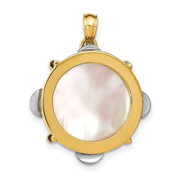 Auriga Fine Jewelry 14K Two-tone Gold 3-D Moveable Tambourine w/Mother of Pearl Charm for Women