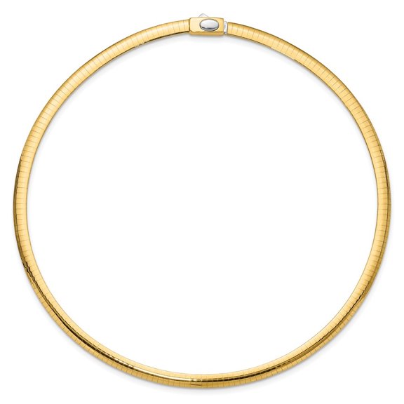 Auriga Fine Jewelry 14K Two-tone Gold 5mm Reversible Domed Omega Necklace 16inch for Women