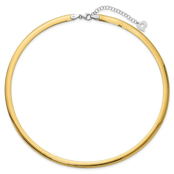 Auriga Fine Jewelry 14K Two-tone Gold 6mm Reversible Omega Necklace 16inch for Women