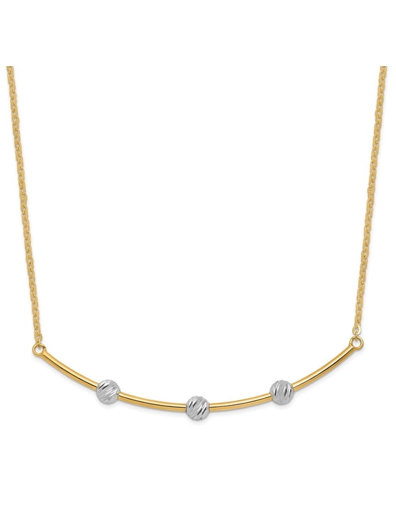Fine Jewelry 14K Two-tone Gold Bar Necklace 18inch for Women