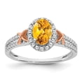 thumbnail image 1 of Auriga Fine Jewelry 14K Two-tone Gold Citrine and Diamond Halo Ring for Women Size 7, 1 of 6