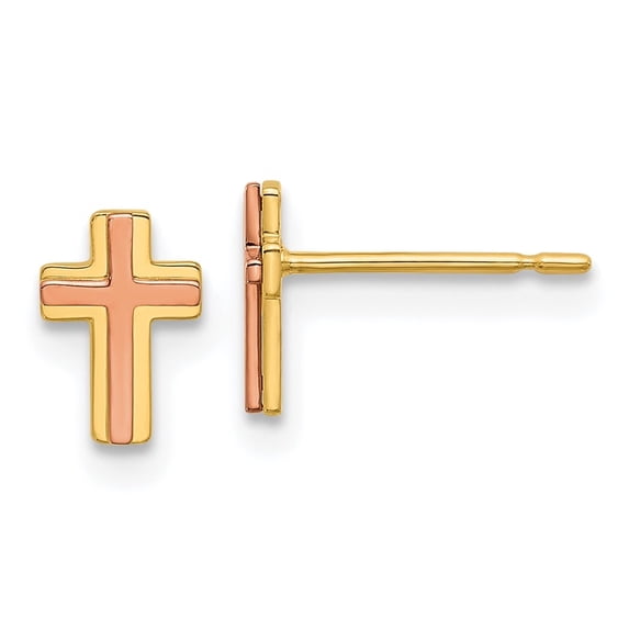 Auriga Fine Jewelry 14K Two-tone Gold Cross Stud Earrings for Women