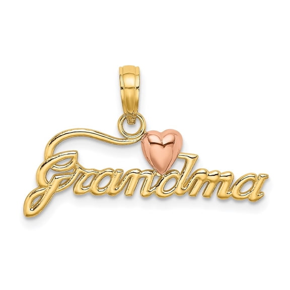 Auriga Fine Jewelry 14K Two-tone Gold GRANDMA w/ Heart Charm (L - 14.6 mm, W - 26 mm) for Women