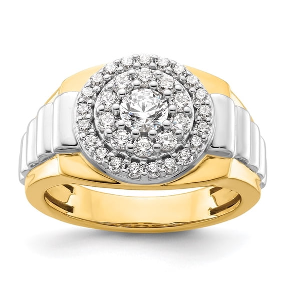 Auriga Fine Jewelry 14K Two-tone Gold Lab Grown Diamond Cluster Men's Ring Size 10 (Carat: 1.25cttw, Clarity: SI2, Color: GH)