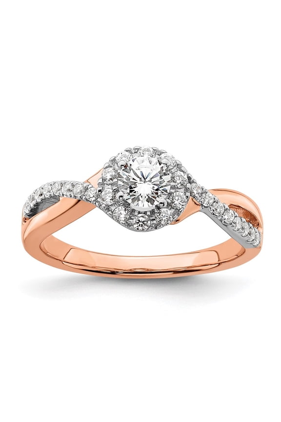 Fine Jewelry 14K Two-tone Gold Lab Grown Diamond Halo Ring for Women Size 7 (Carat: 0.63cttw, Clarity: SI2, Color: GH)
