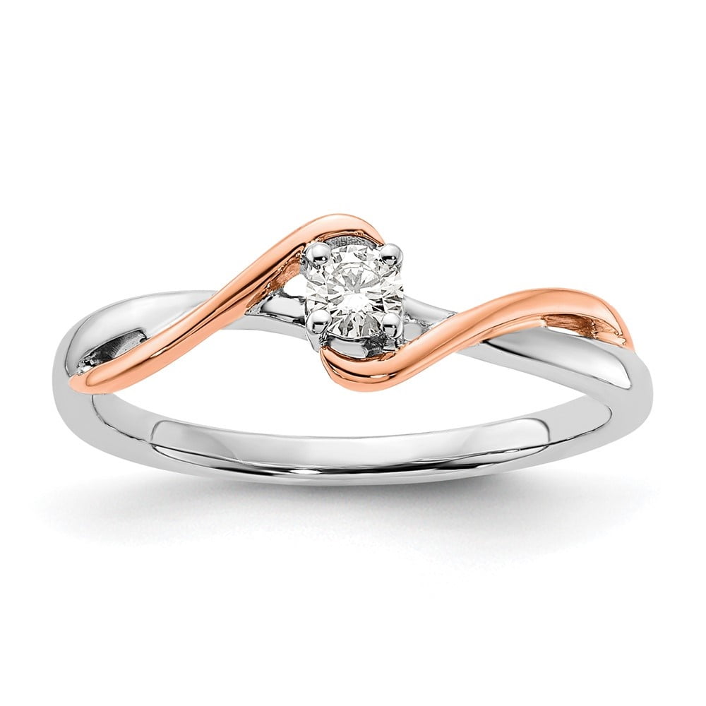 Auriga Fine Jewelry 14K Two-tone Gold Lab Grown Diamond Promise Ring for Women Size 7 (Carat: 0.13cttw, Clarity: SI2, Color: GH)