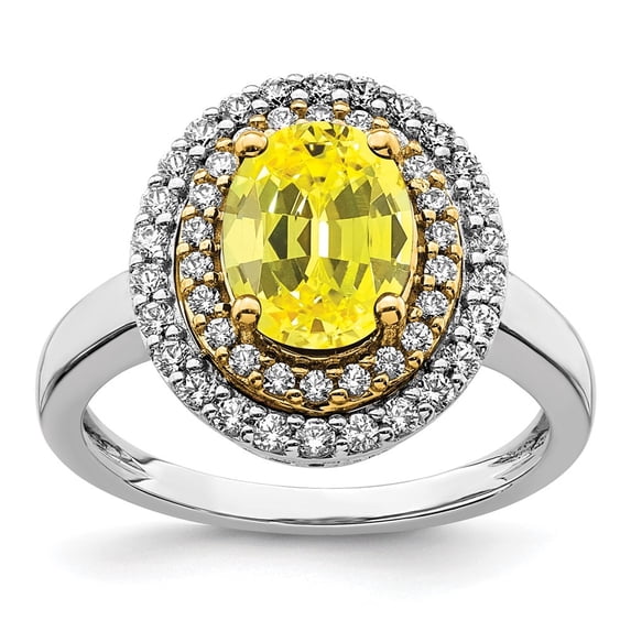 Auriga Fine Jewelry 14K Two-tone Gold Lab Grown Diamond and Created Yellow Sapphire Ring for Women Size 7 (Carat: 0.49cttw, Clarity: SI2, Color: GH)