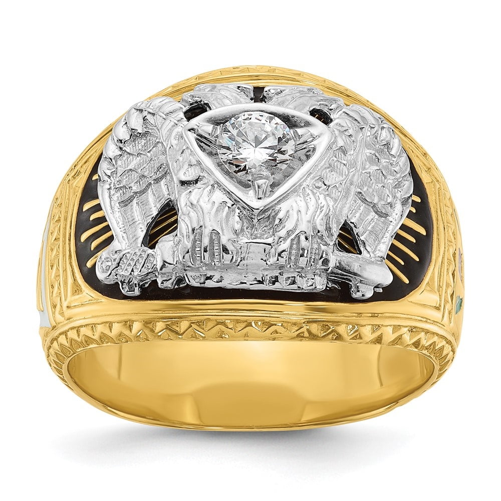 Auriga Fine Jewelry 14K Two-tone Gold Men's Diamond 32nd Degree Scottish Rite Masonic Ring Size 10