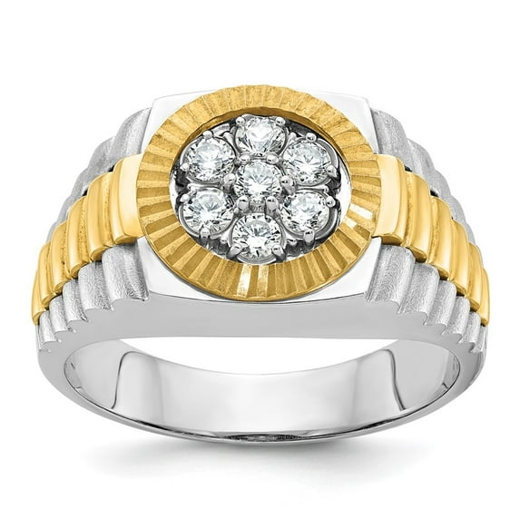 Auriga Fine Jewelry 14K Two-tone Gold Men's Textured Diamond Cluster Ring Size 10 (Carat: 0.5cttw, Clarity: I1, Color: GH)